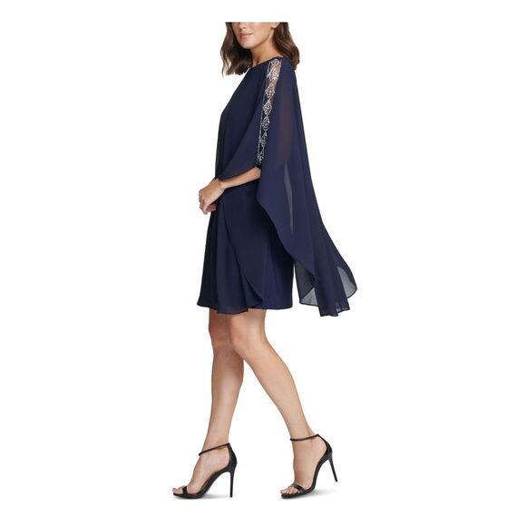 VINCE CAMUTO Womens Navy Above The Knee Evening Shift Dress Petites 4P - Picture 3 of 3